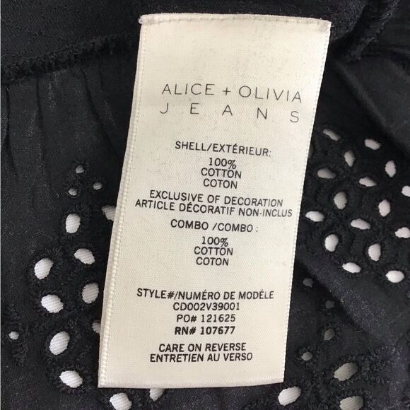 Alice & Olivia Jeans Wash Black Short Sleeve Crew Neck T-Shirt New Size Small - Picture 9 of 10